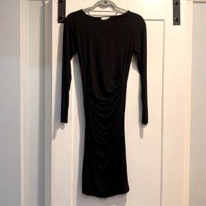 Ingrid & Isabel Long Sleeve Rouched Maternity Dress, Black Jersey, size XS